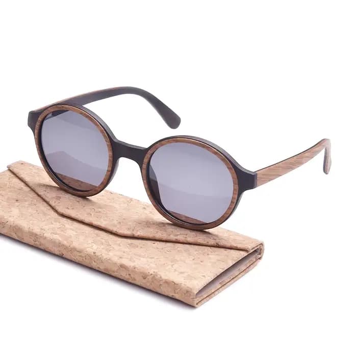 Lunettes de soleil rondes uniques en bois de deux tons pour hommes et femmes, verres polarisés, lune