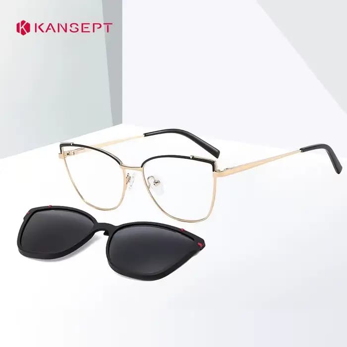 KANSEPT femmes métal 2 en 1 nouveau Style magnétique polarisant lunettes de soleil ensemble de clips