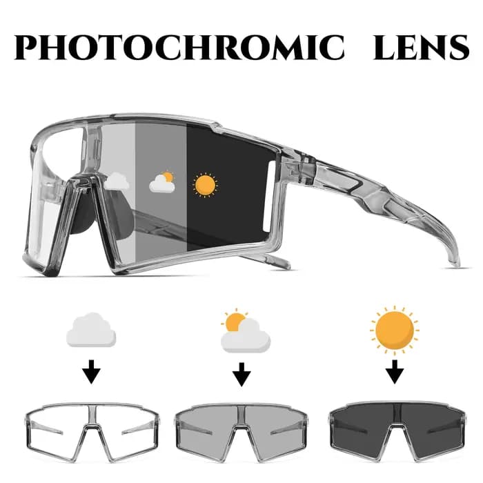 Lunettes de soleil de sport monobloc photochromiques – Cadre enveloppant surdimensionné, confort UV4
