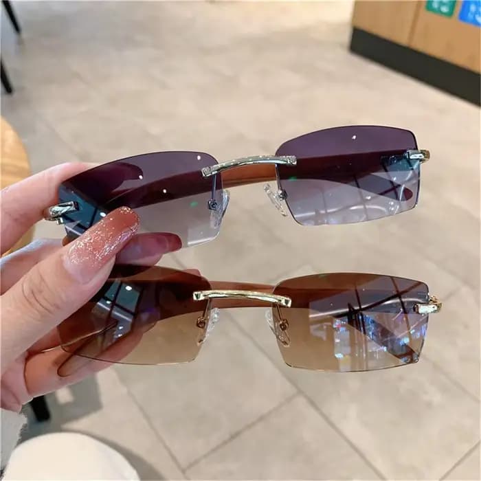 ChimPunk-Lunettes de soleil rectangulaires sans monture pour hommes et femmes, nuances de conduite, 