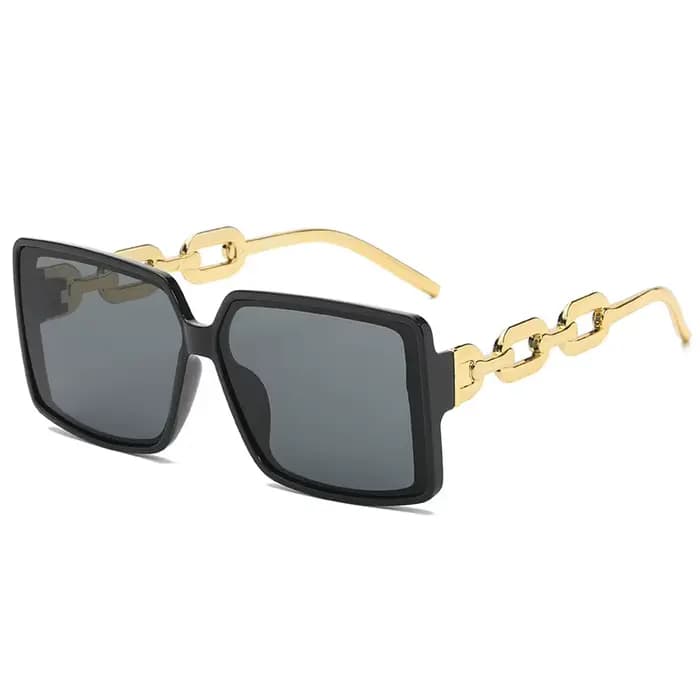 Lunettes de soleil personnalisées à chaîne Hip-hop, lunettes carrées à grande monture à la mode, par