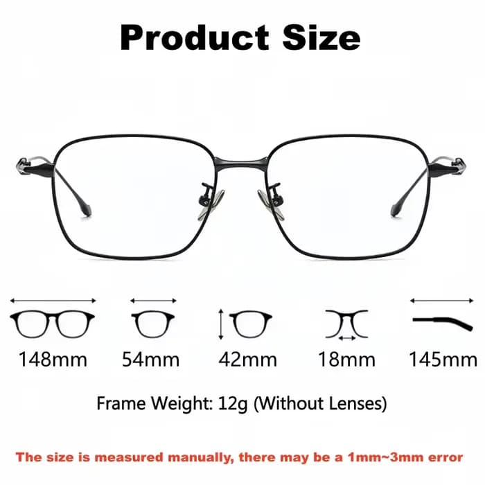 MOMOJA Lunettes rétro carrées pour hommes et femmes, lunettes en titane de haute qualité, ultra légè