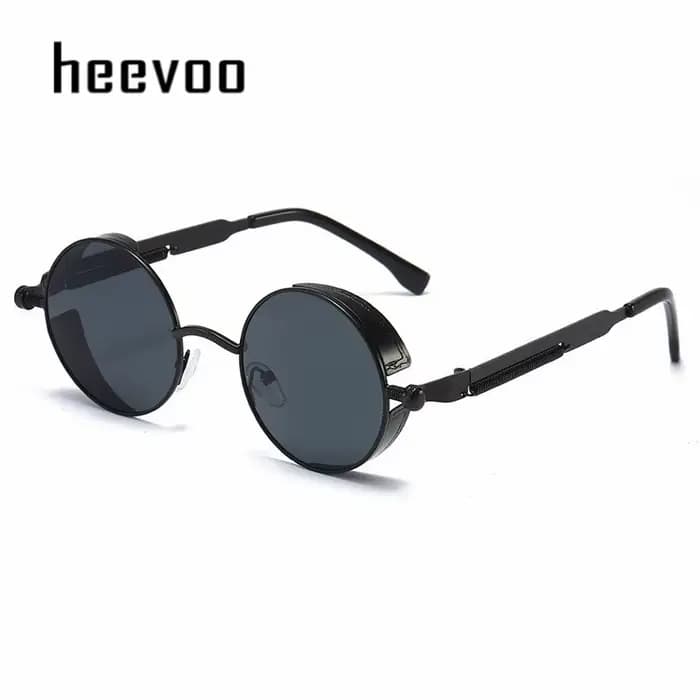 Lunettes de soleil steampunk en métal pour hommes et femmes, lunettes rondes tendance, de marque, vi