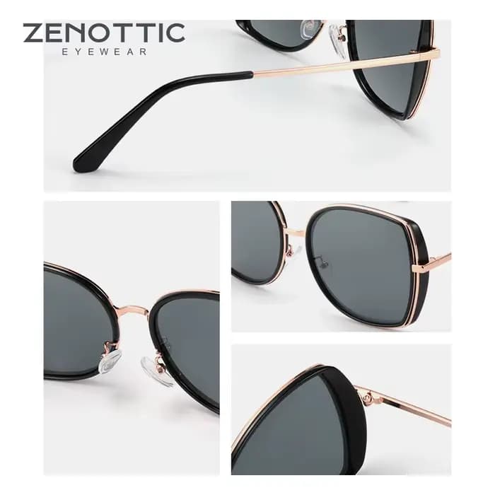 ZENOTTIC – lunettes de soleil polarisées papillon pour femmes, surdimensionnées, monture métallique 