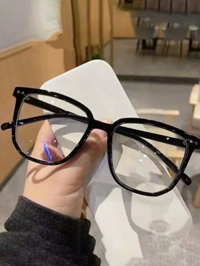 Lunettes anti-lumière bleue pour femmes avec monture de lunettes classique, monture plate rétro fini