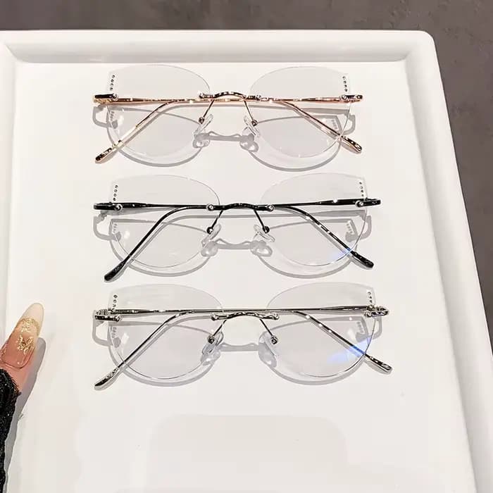Lunettes ultralégères sans cadre pour femmes, monture de couleur changeante, pour myopie, mode chat,