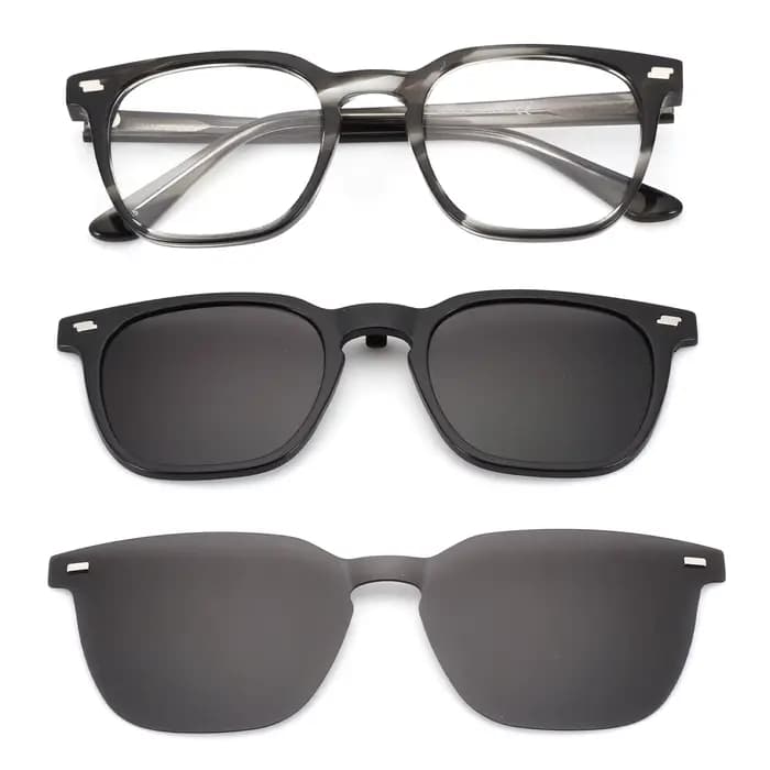 ZENOTTIC (taille L) Lunettes de vue polarisées magnétiques à clipser pour hommes, monture carrée en 