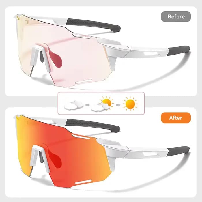 Lunettes de soleil photochromiques pour sport et cyclisme, unisexe, verres à Film couleur UV400, pou