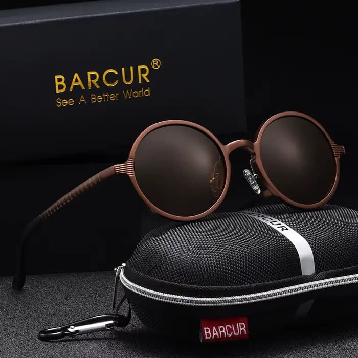 BARCUR-Lunettes de soleil polarisées vintage exquises pour hommes et femmes, monture circulaire en m