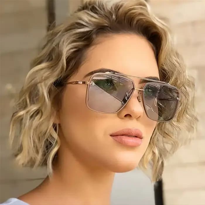 Lunettes de soleil dégradées pour hommes, grandes lunettes de soleil à monture métallique pour femme