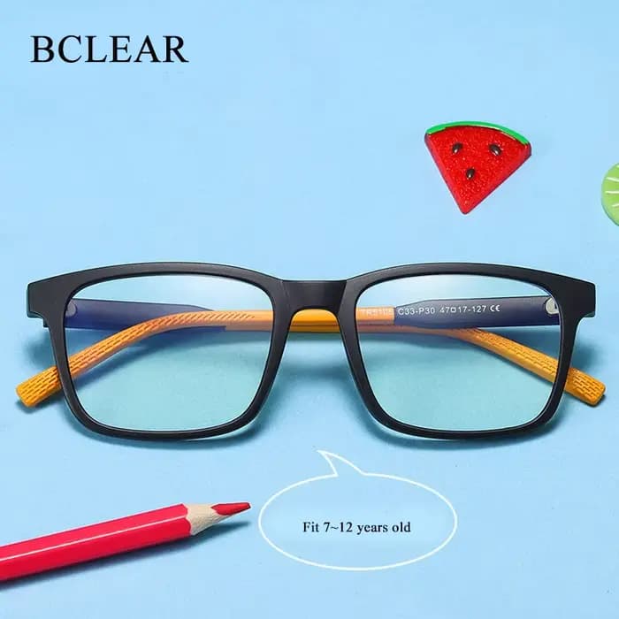 BCLEAR Anti lumière bleue enfants lunettes enfants carré TR90 cadre optique lunettes garçons filles 