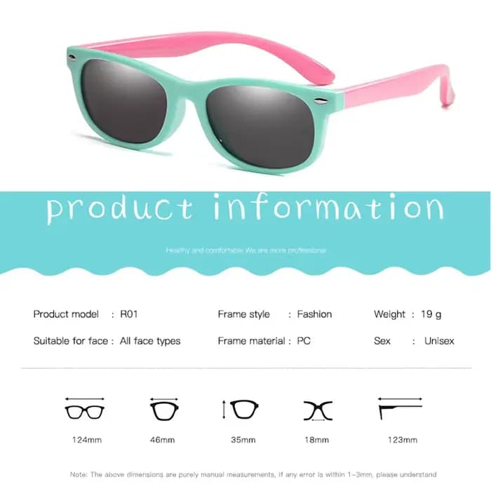 Lunettes de soleil polarisées pour enfants TR90, monture en Gel de Silicone, carrées classiques, pou