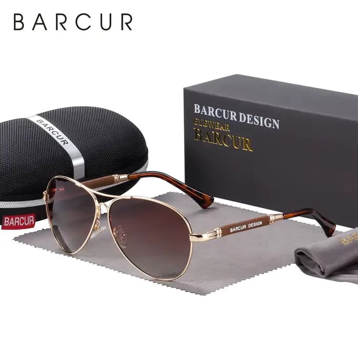 BARCUR Design titane alliage lunettes de soleil polarisées hommes lunettes de soleil femmes pilote d