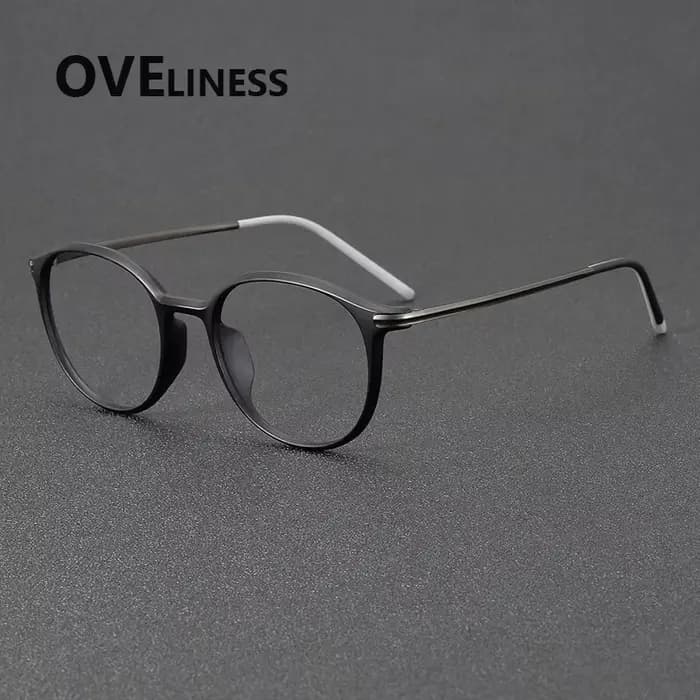 Monture de lunettes en acétate de titane pour hommes et femmes, lunettes rondes, lunettes complètes,