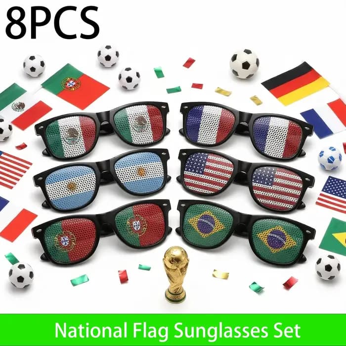 8 Paires de Lunettes de Soleil HD Vision pour Supporters de Football – Confortables, Anti-dérapantes
