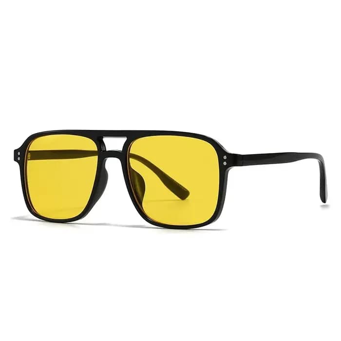 Lunettes de soleil rétro modernes à double pont, lunettes carrées de protection UV400 à monture comp