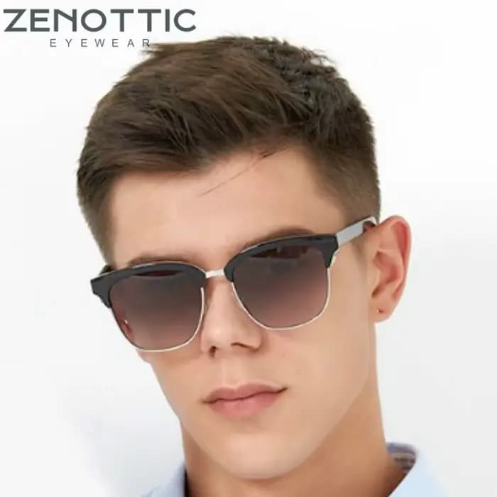 ZENOTTIC – lunettes de soleil polarisées pour hommes et femmes, Design de marque, demi-monture, Vint