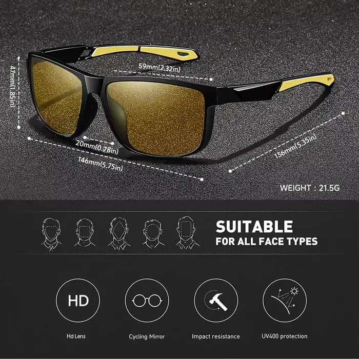 Lunettes de vision nocturne unisexes à monture carrée vintage, verres anti-absorbe ouissement, lunet