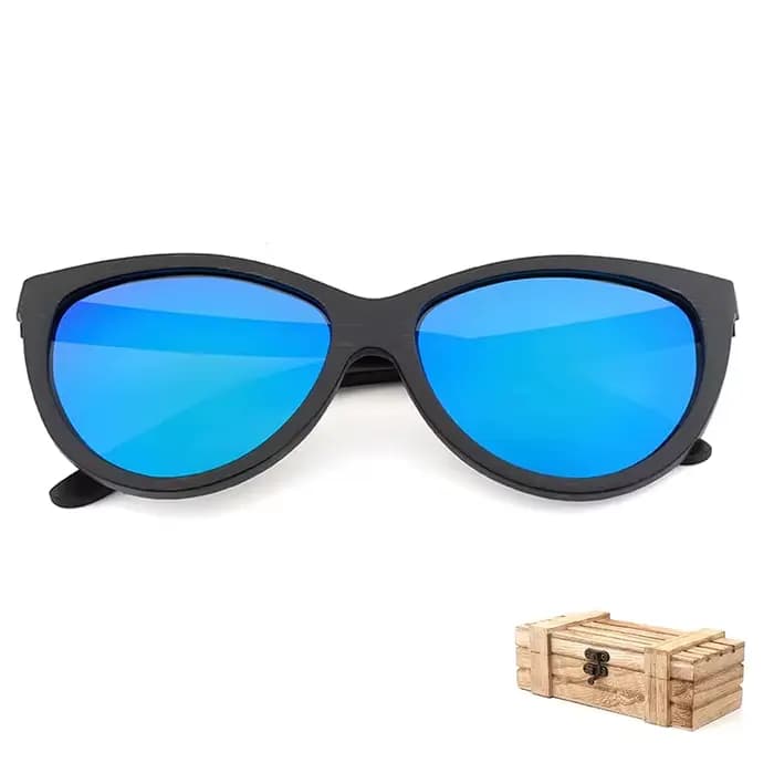 Lunettes de soleil noires en bambou pour hommes et femmes, faites à la main, verres polarisés UV400,