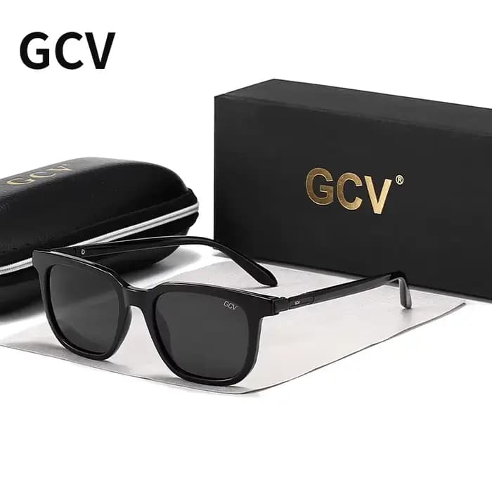 Lunettes de soleil polarisées originales GCV en acétate, monture œil de chat carrée, pour la pêche, 