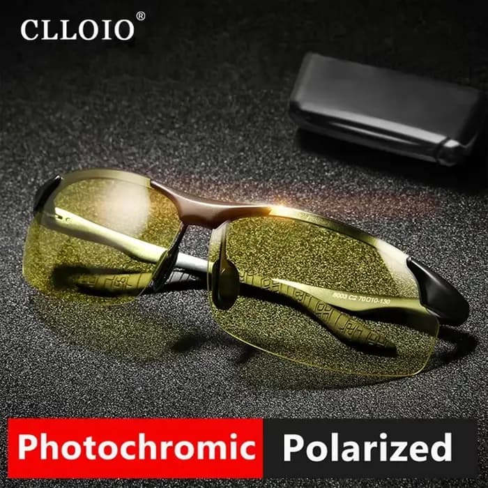 CLLOIO aluminium sans monture photochromique jour nuit Vision Anti-éblouissement lunettes hommes pol