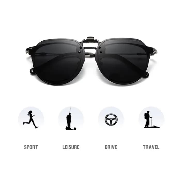 VIVIBEE Flip Up Clip sur lunettes de soleil polarisées hommes conduite femmes pêche UV400 Vision noc