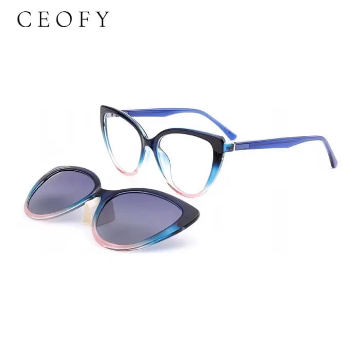 Ceofy acétate hommes femmes mode myopie lunettes cadre rétro polarisé soleil pince aimant optique lu