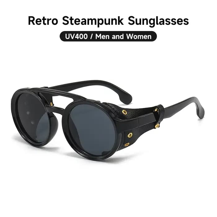 Lunettes de soleil rétro Steampunk pour hommes et femmes, UV400 rondes Punk, Vintage, nuances en cui