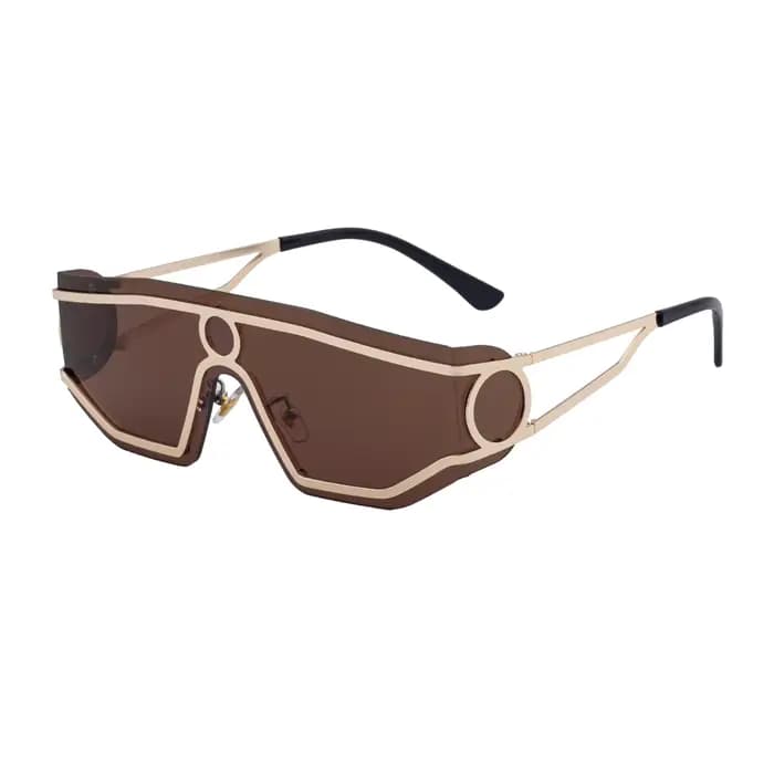 Lunettes de soleil de luxe surdimensionnées style punk pour hommes et femmes 2026 – Monture métalliq