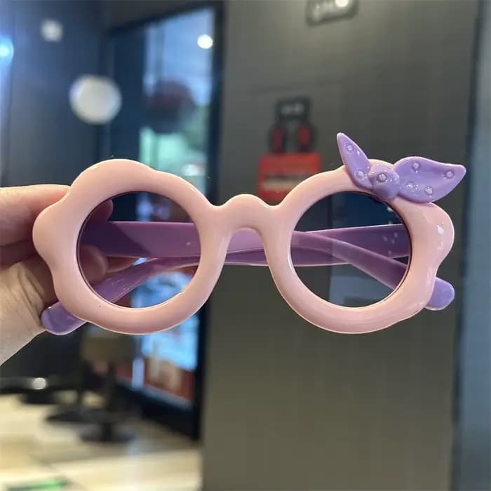 Jolies lunettes de soleil pour enfants avec nœud papillon, monture fleurie couleur bonbon, accessoir