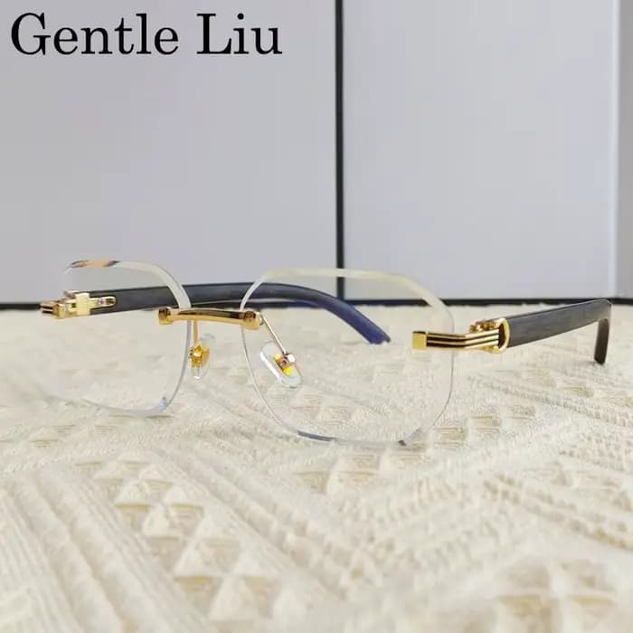 Lunettes de soleil vintage carrées sans monture pour hommes 2026 – Marque de luxe tendance, style pu