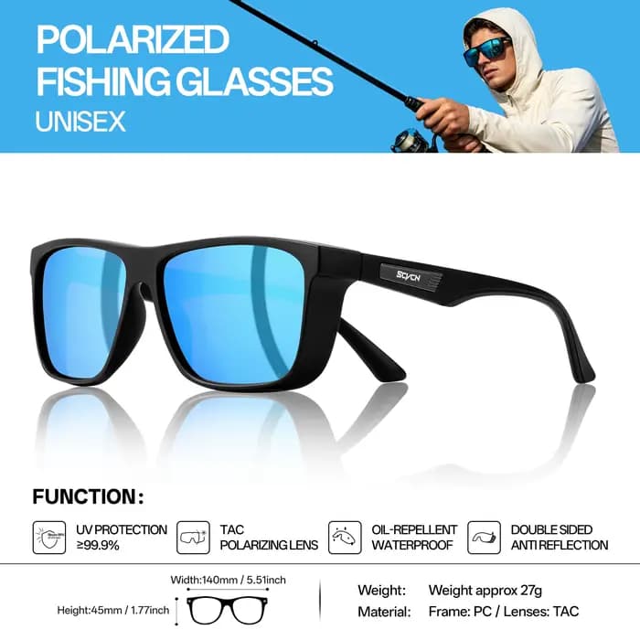 Lunettes de soleil polarisées SCVCN pour la pêche, les sports nautiques, hommes et femmes, professio