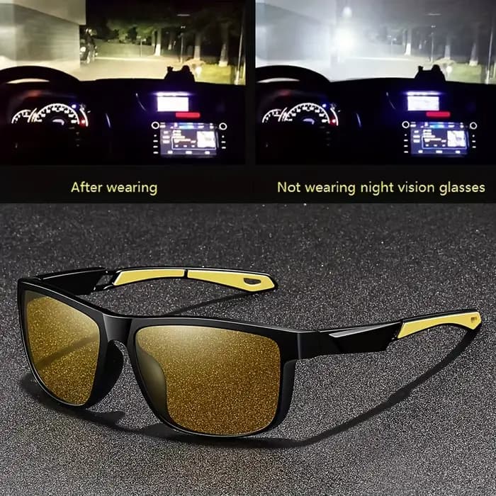 Lunettes Anti-éblouissement carrées jaunes pour Vision nocturne, pour hommes et femmes, pour la cond