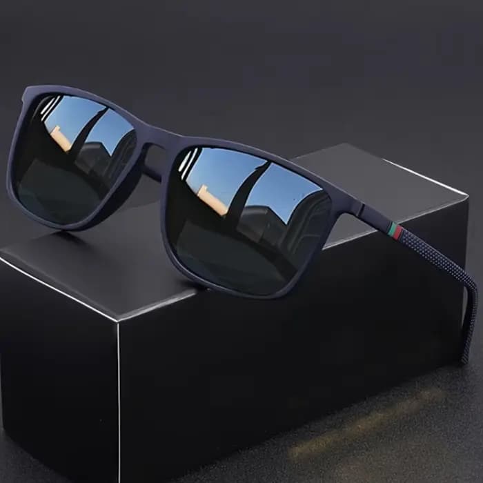 Lunettes de soleil carrées classiques pour hommes, confortables, légères, à monture noire, idéales p
