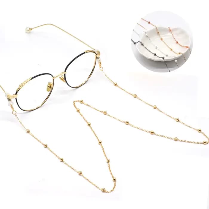 Mode métal hommes femmes chaînes de lunettes lunettes de soleil lecture lunettes perlées chaîne lune