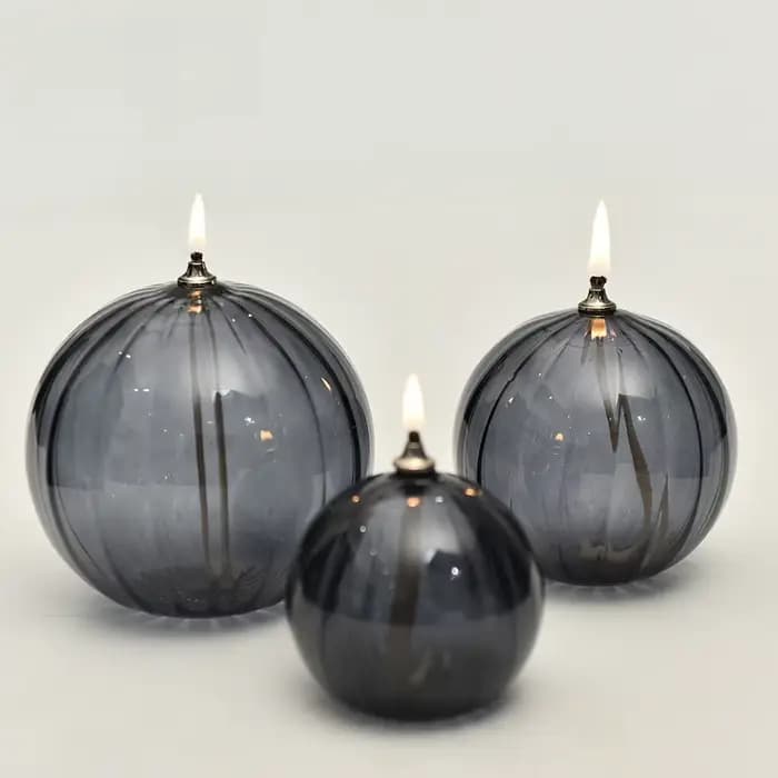 Lampe à huile sphérique en verre, sans fumée, avec récipient en verre translucide, style moderne, po
