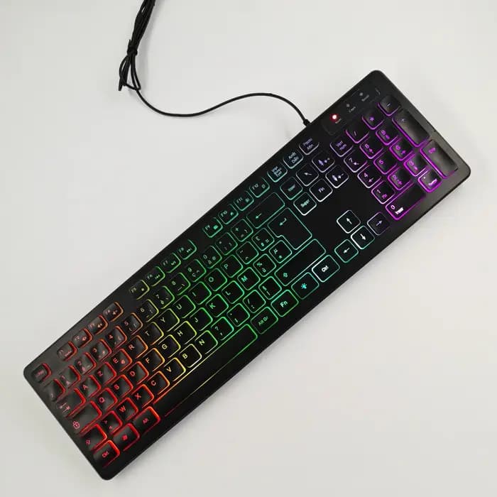 Clavier de jeu pour ordinateur, rétroéclairage RGB, silencieux, filaire, USB, bureau, maison, russe,