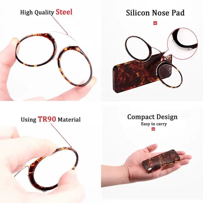 NONOR TR Clip nez pont Mini lunettes de lecture 1.0 à 3.5 lunettes presbytes portables avec étui