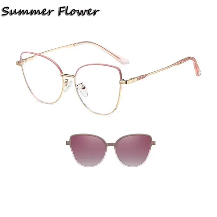 Lunettes de soleil pour femmes, monture optique à clipser, protection UV 400, verres transparents, m