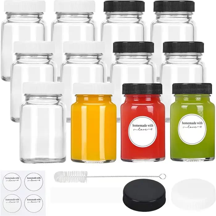 Bocaux en verre de 2 oz avec couvercles, petits bocaux Mason pour liquides, bocaux courts à large ou
