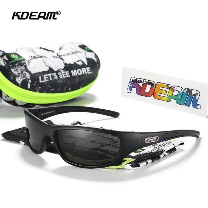 KDEAM-Lunettes de soleil polarisées avec étui à fermeture éclair pour homme, matériau TR90, logo de 