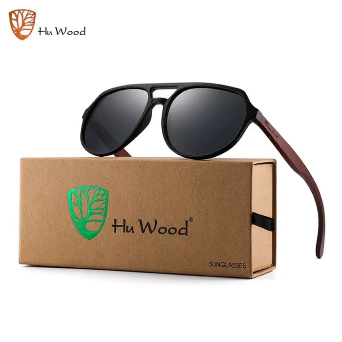 HU WOOD lunettes de soleil polorisées hommes marque de luxe lunettes Vintage nouveau Design bois pil