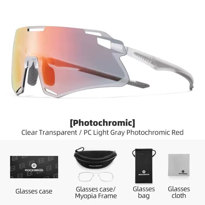 ROCKBROS-Lunettes de cyclisme photochromiques HD, verres incurvés, ultra-légères, cyclisme en plein 