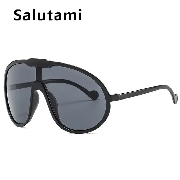 Lunettes de soleil surdimensionnées, une pièce, jaune, noir, bouclier dégradé, pour femmes et hommes