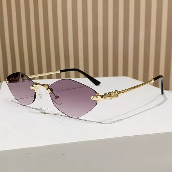 Lunettes de soleil en diamant élégantes sans cadre lunettes haut de gamme lunettes de soleil rétro p