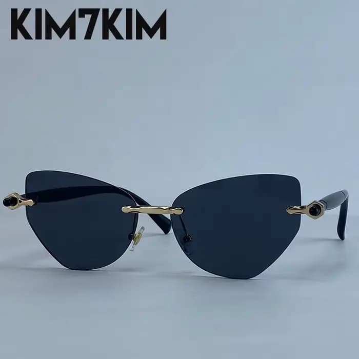 Vintage Sans Monture Cat Eye lunettes de Soleil Femmes 2026 De Luxe Marque Tendance Punk Polygone Lu