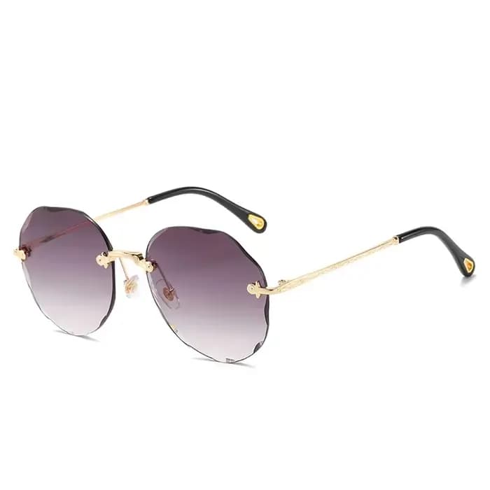 2025 nouveau élégant femme mâle Vintage mode dégradé lunettes de soleil coupe ronde sans monture lun