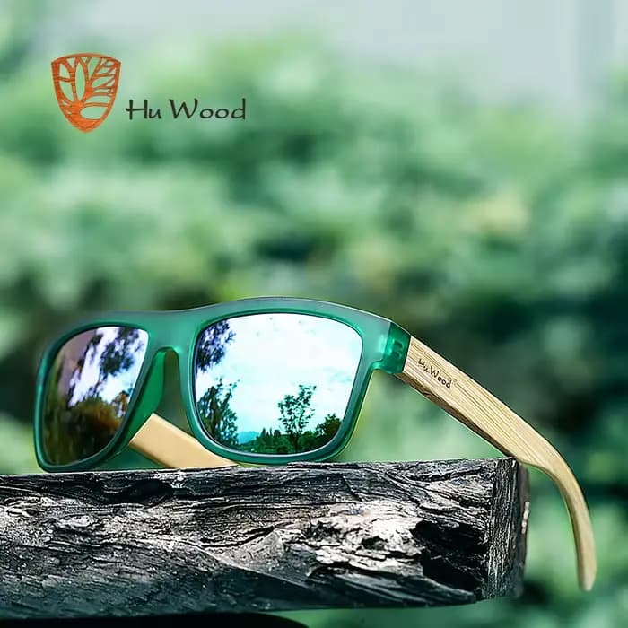 HU WOOD nouveauté lunettes de soleil polarisées pour hommes femmes lunettes de soleil en bambou roug