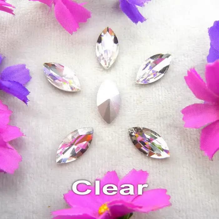 Cristaux de verre 8 tailles et couleurs, formes navette, œil de cheval, marquise, strass à coller po
