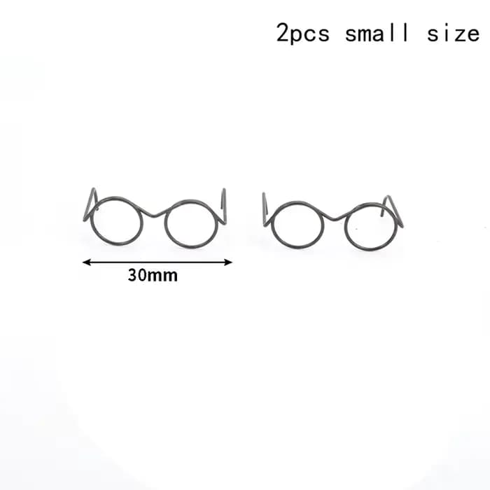 Lunettes de poupée mignonnes noires, monture ronde, sans verres, rétro, cool, accessoires pour poupé